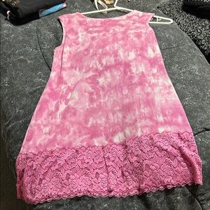 torrid Pink Tie-Dye Lace Hem Tank Top
